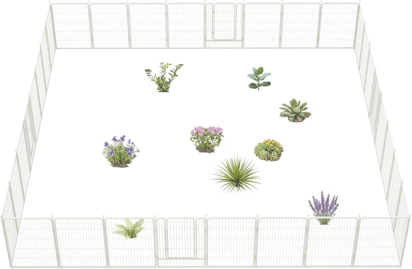 FXW Garden Fence Outdoor for The Yard – 40in(H) x 72.9ft(L) Heavy Duty Metal Animal Barrier for Dog and Rabbit, Decorative Dog Fence, 32 Panels, White