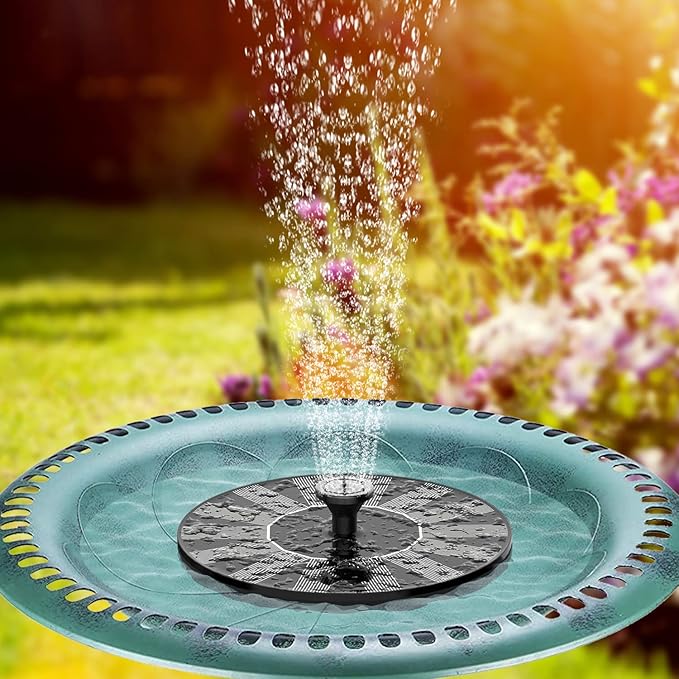 Solar Fountain Pump for Bird Bath, 1.4W Water Fountain with 6 Nozzles Solar Powered Fountain Pump for Bird Bath, Garden, Pond, Pool, Outdoor