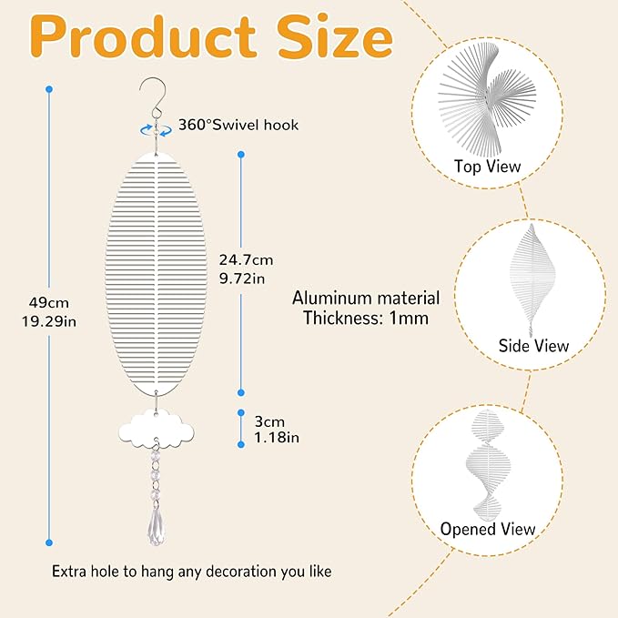 Sublimation Wind Spinner Blanks, 8 Pack 10 Inch 3D Aluminum Metal Hanging Wind Spinner Bulk for Garden Yard Outdoor, Window Porch Decoration for Heat Press Transfer DIY