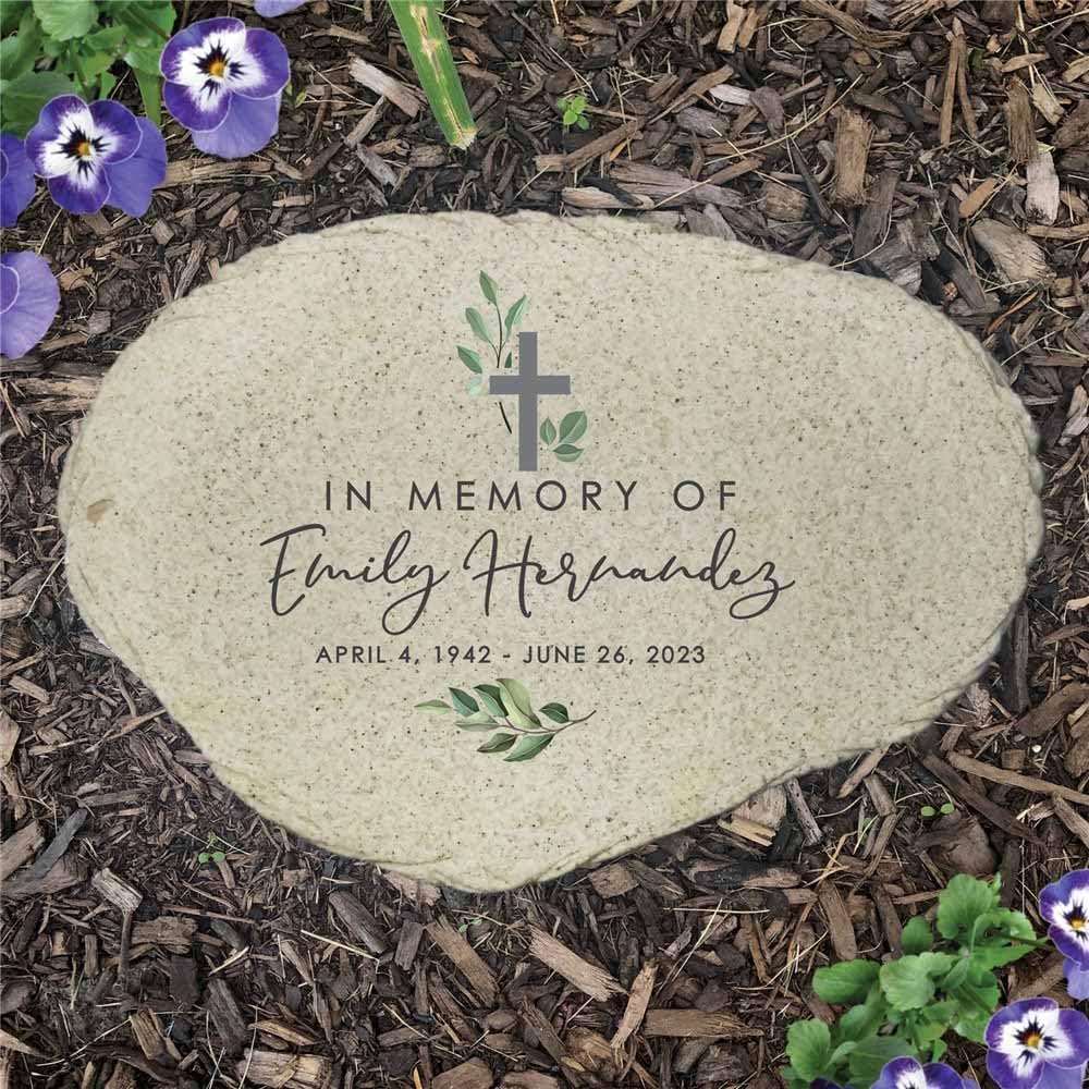 GiftsForYouNow Personalized Memorial Garden Stone, Watercolor in Memory of Flat Garden Stone, Loss of Loved One, Sympathy Gift