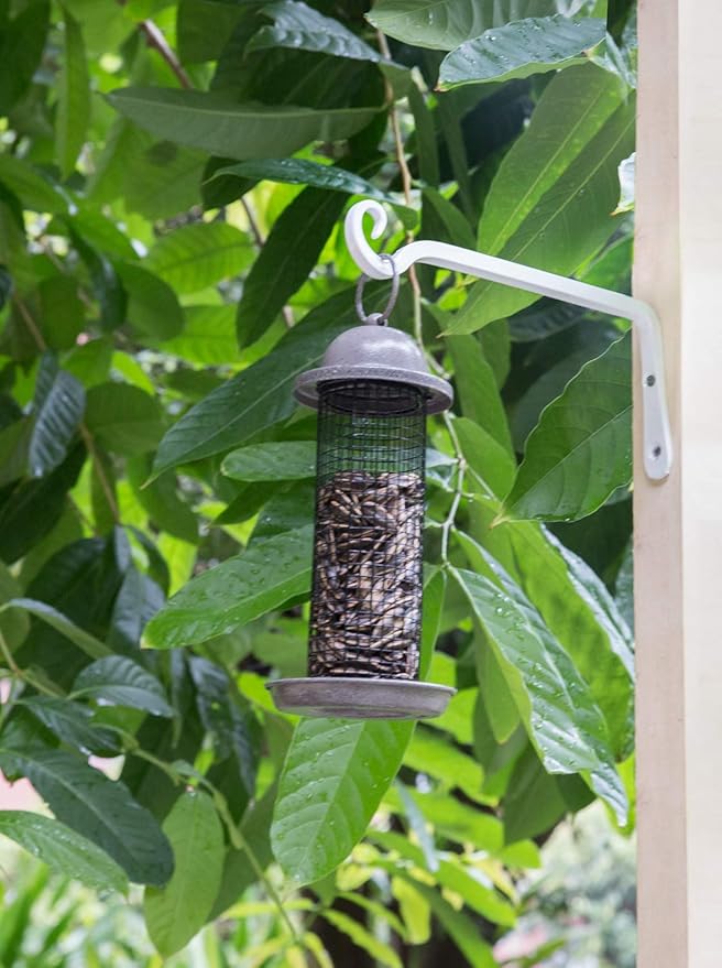 Mkono Hanging Plant Bracket 10 inch Metal Wall Plant Hook Decorative Plant Hanger for Bird Feeders, Planters, Lanterns, Wind Chimes, Home Decor Indoor Outdoor 4 Pack,White