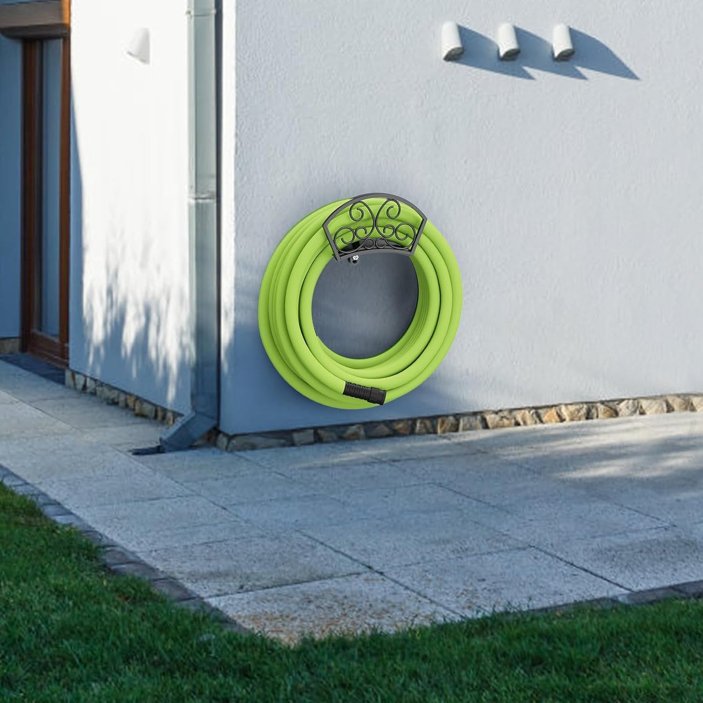 GOFORWILD Garden Hose Holder, Decorative Star Hose Butler Sturdy Water Hose Rack, Durable Wall Hose Hanger, Holds 125-Feet of 5/8-Inch Hose, Hose Reel, Made of Gauge Steel, 7019