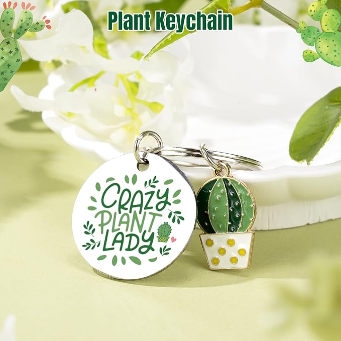 Plant Lover Gifts for Women,Succulent Cactus Ice Coffee Cup Gardening Gifts for Ladies With Crazy Plant Lady Keychain for Lover,Birthday/Friend/Christmas Gift
