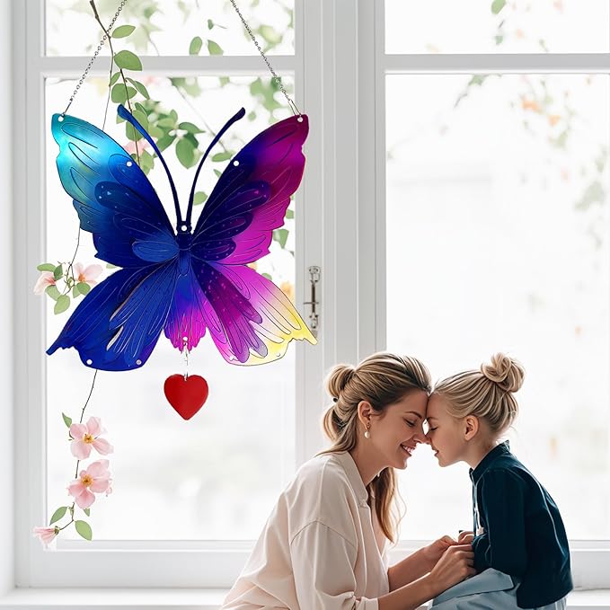 Butterfly Gifts for Women Mom Grandma,Stainless Steel Butterfly Outdoor Statues for Yard Art Ornaments Window Porch Patio Home House Wall Decorations - Birthday Gift for Mother's Day Christmas