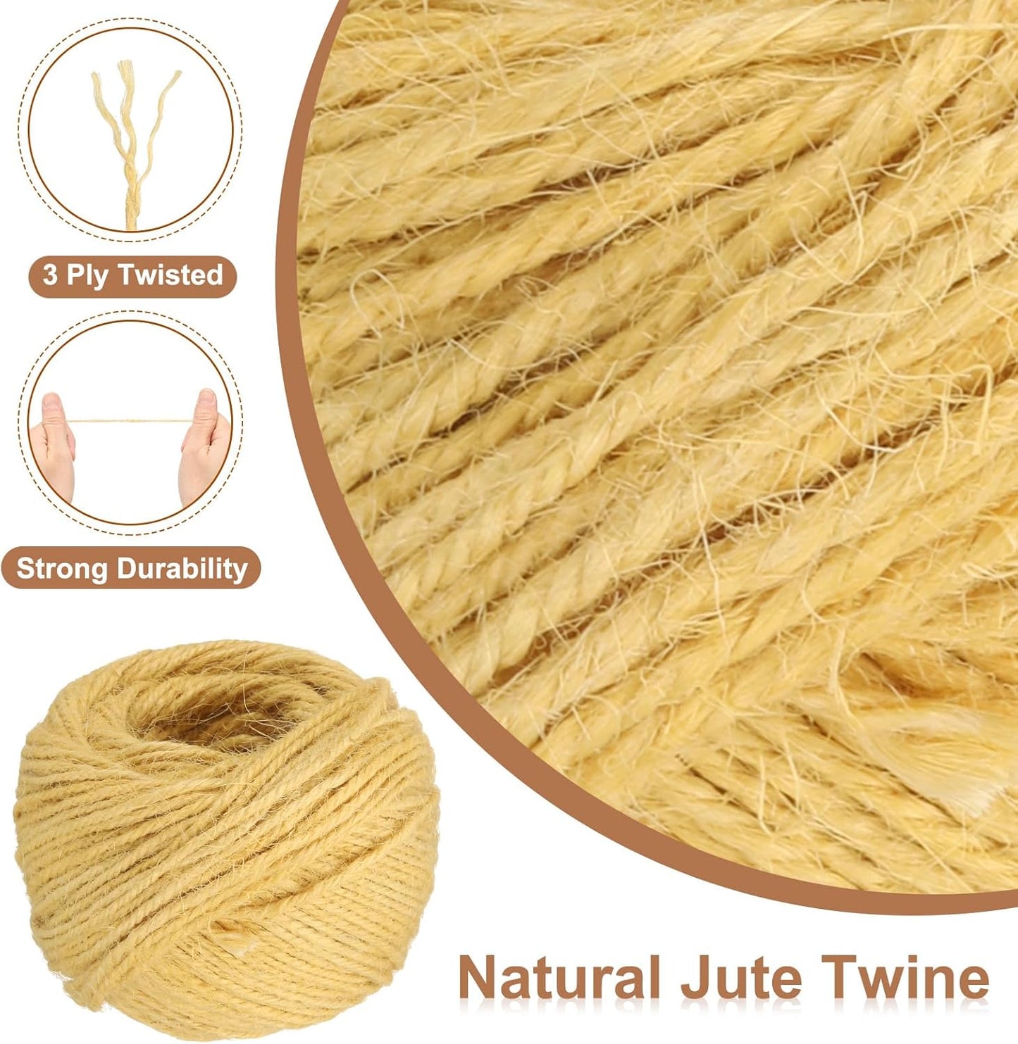 uxcell 164 Feet Natural Jute Twine String,2mm Thin Garden Twine Rope Colored Plant String Cord for DIY Art Crafts Gift Wrapping Decoration Packing Gardening Plant Hanger,Yellow