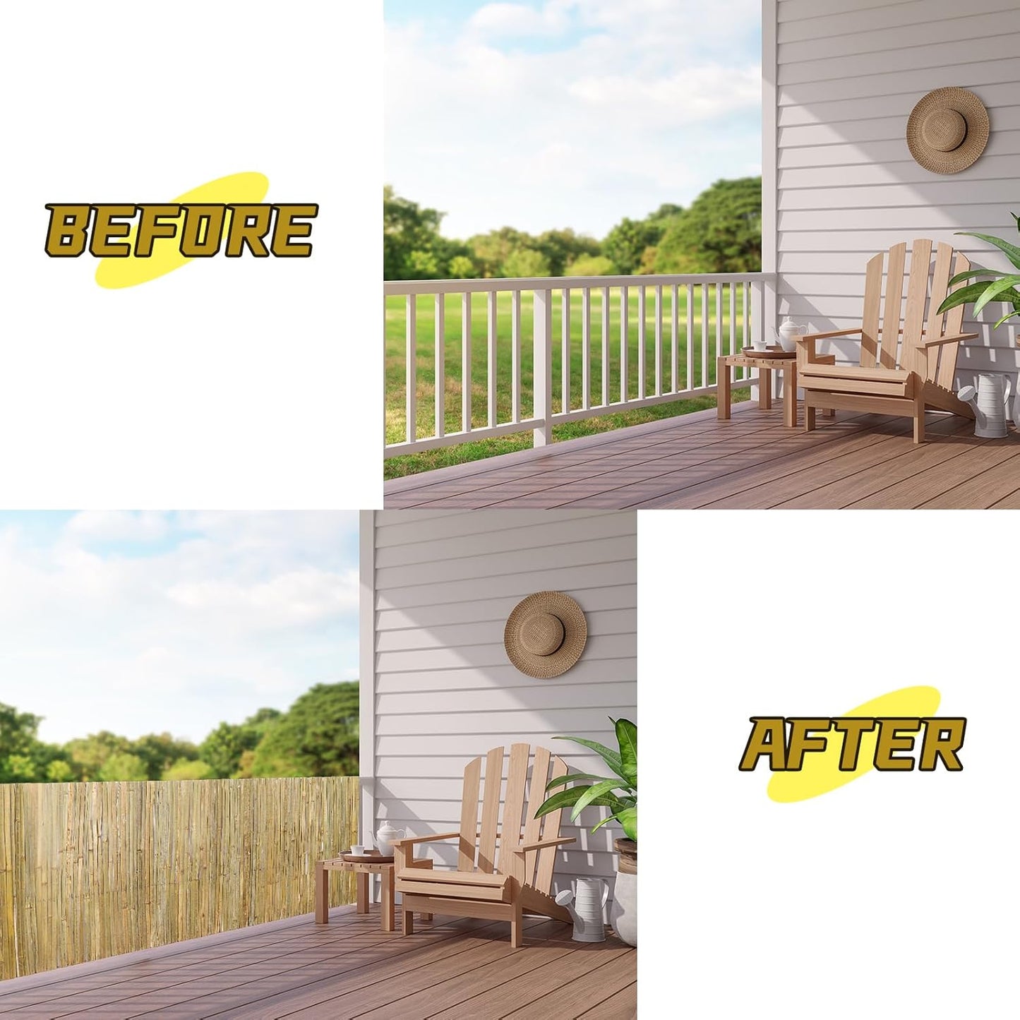 Natural Bamboo Slat Screening,6.5FT x 13FT Bamboo Fence Panel for Garden Privacy Fence Screen for Indoor or Outdoor(2mx4m Approx)