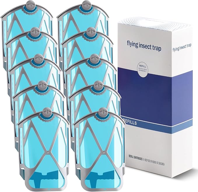 10 Pack Refil Cartridge Kit, Flying linsect Trap Reflls for Zevo, Replacement Reflls for Zevo Plug-in Light M364 and Max2025 Upgraded High-Stick, 100% Fit & Easy Replace