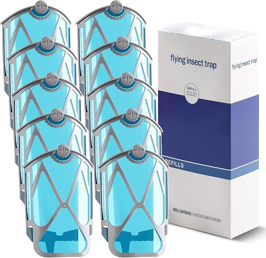 10 Pack Refil Cartridge Kit, Flying linsect Trap Reflls for Zevo, Replacement Reflls for Zevo Plug-in Light M364 and Max2025 Upgraded High-Stick, 100% Fit & Easy Replace