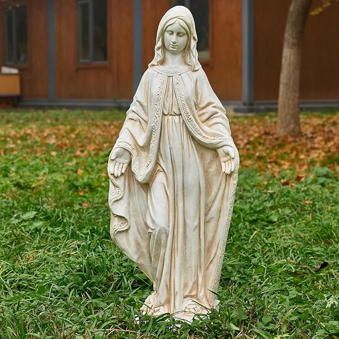 Virgin Mary Statue, Outdoor Garden Religious Decorations, Outdoor Mother Mary Statue, Garden Sculptures & Statues for Home Yard Patio Lawn Deck Hallway