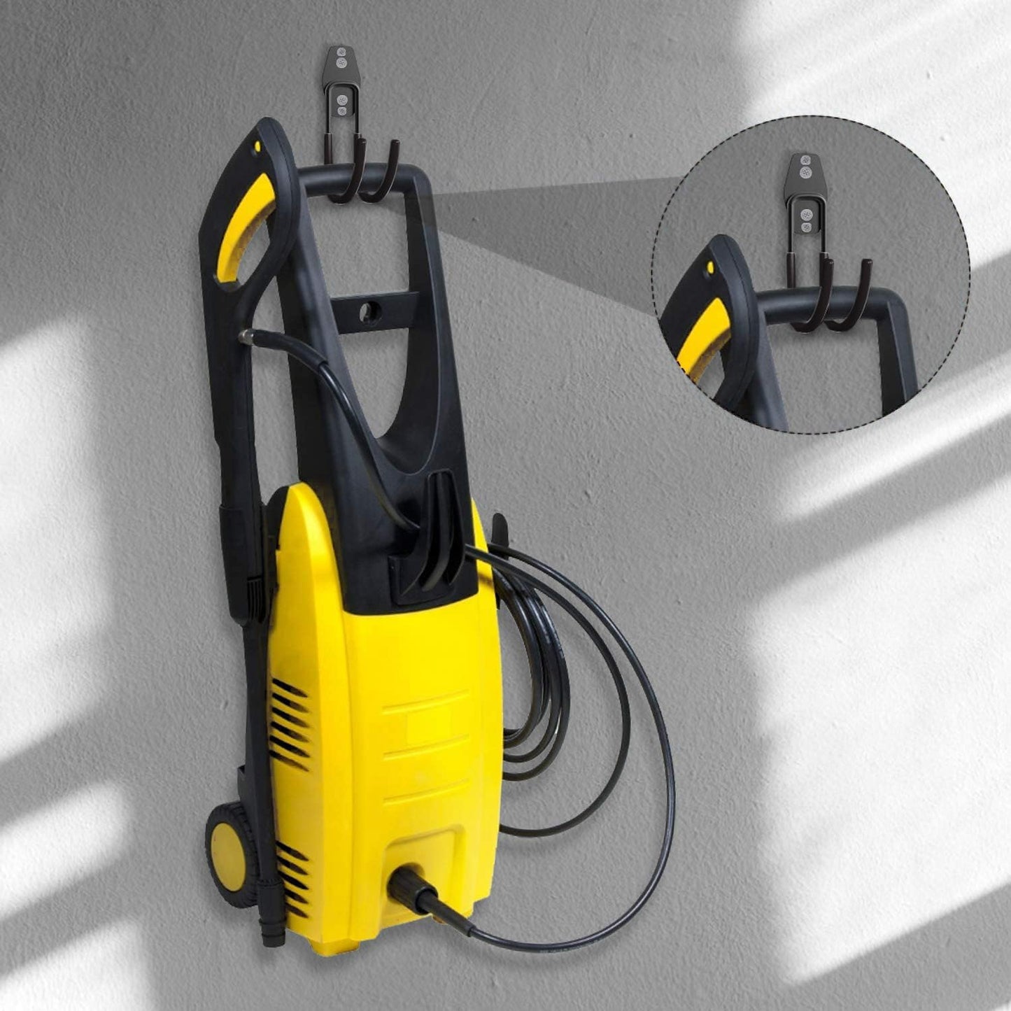 3-H Weed Eater Hanger 4 Pack,1 Garden Hose Holder,1 Extension Strap,Utility Weedeater Rack,Tool Hangers for Organizing and Hanging Weed Wacker,Leaf Blower,String Trimmer in Garden