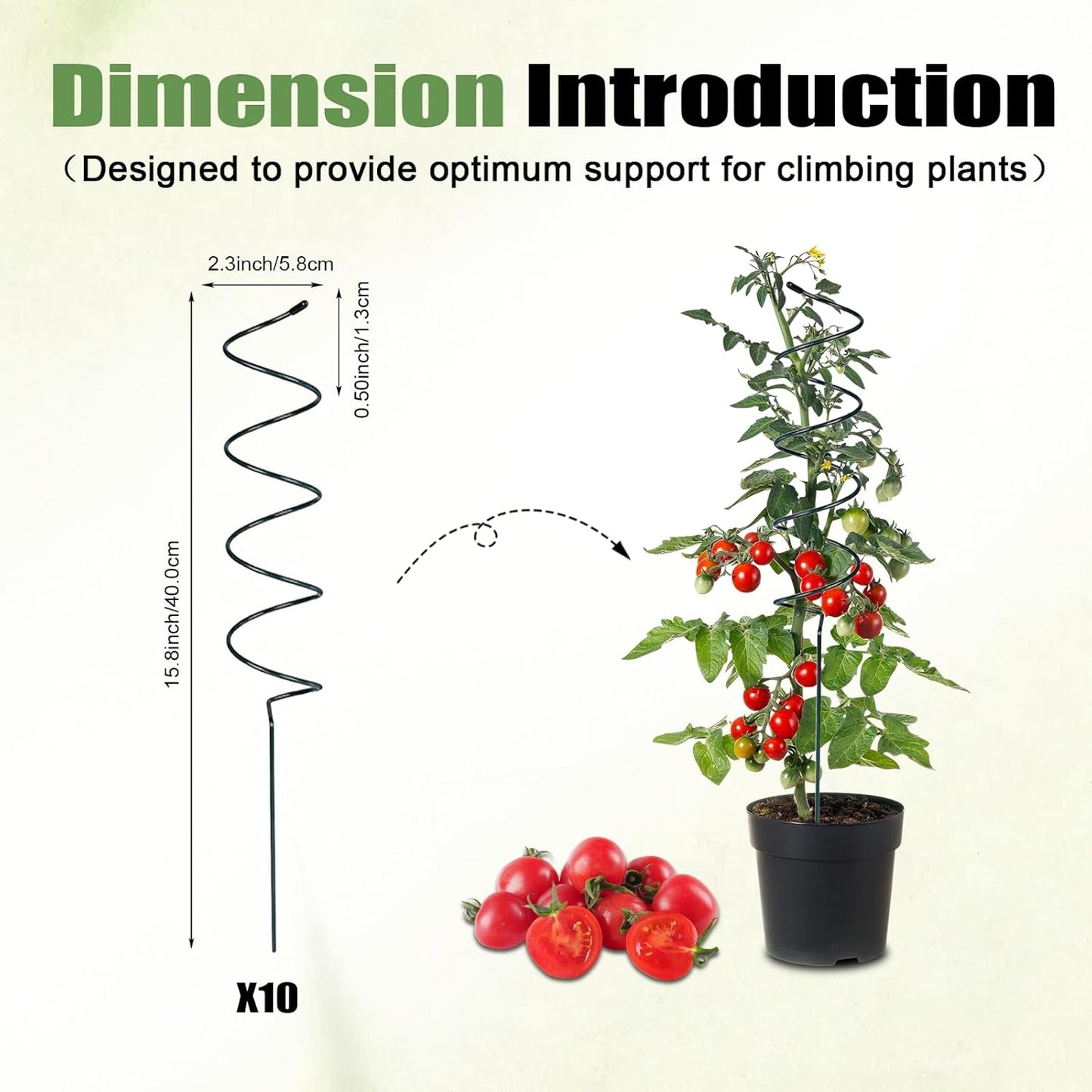 10 Pack Tomato Twist Stake, Spiral Tomato Stakes for Indoor Outdoor, Spiral Garden Stakes for Climbing Plants, Tomatoes, Roses & Garden Vines