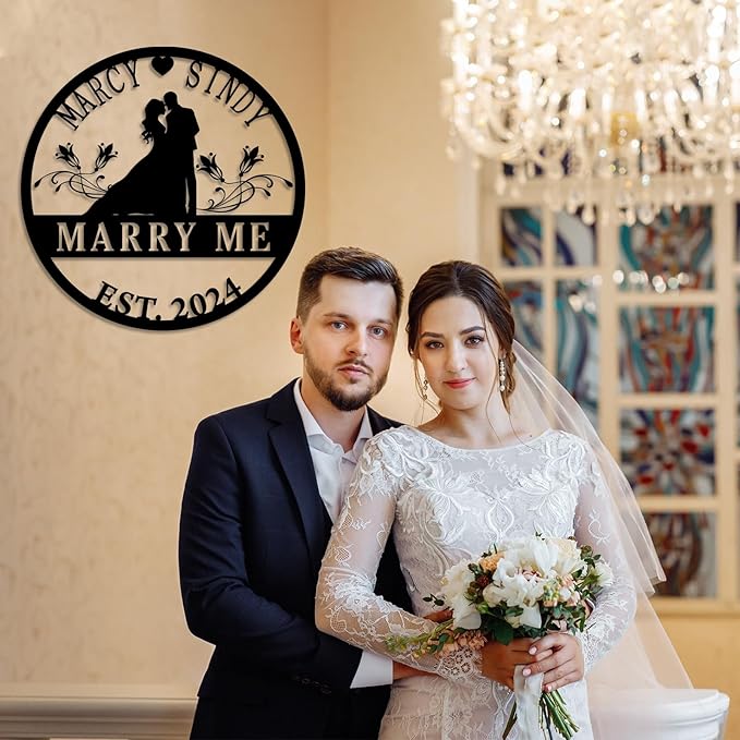 Personalized Wedding Gifts | Custom Metal Signs| Couples Gift for Her | Wedding Date Sign | Engagement Gift | Anniversary Gift | Bridal Shower Gift | Wedding Anniversary Gift | Metal Art