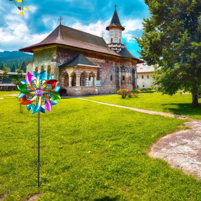 DREAMYSOUL Wind Spinner Outdoor Metal, 37" Kinetic Wind Spinners Colorful Wind Sculpture Yard Art for Garden Patio Lawn Decor