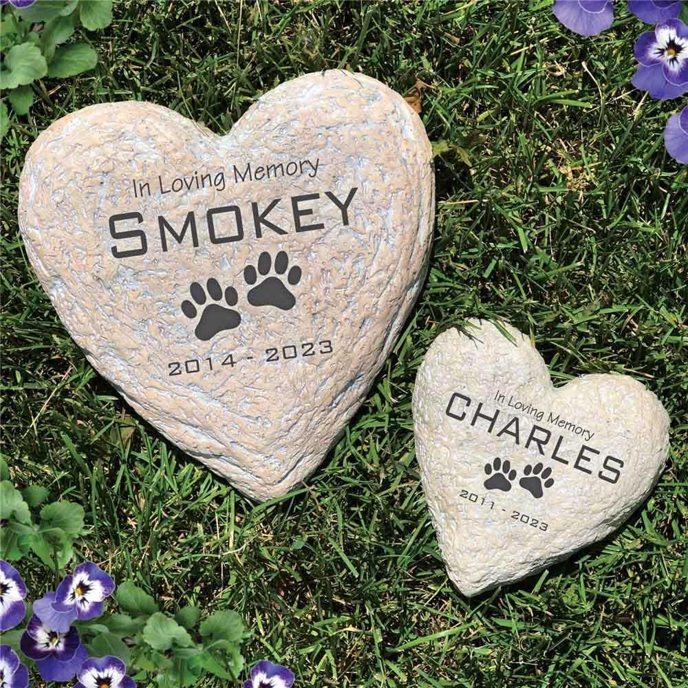 GiftsForYouNow Engraved in Loving Memory Pet Memorial Garden Stone, 5 Inch Heart-Shaped, Durable, Waterproof, Temporary Grave Marker, Dog Tombstone