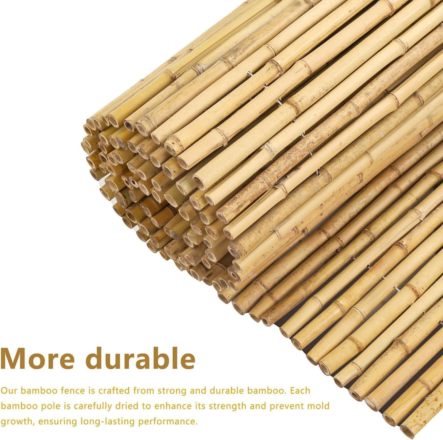4FT x 6FT Natural Bamboo Fence Roll, Outside Bamboo Privacy Fencing, Natural Privacy Screen Panels for Garden, Outdoor
