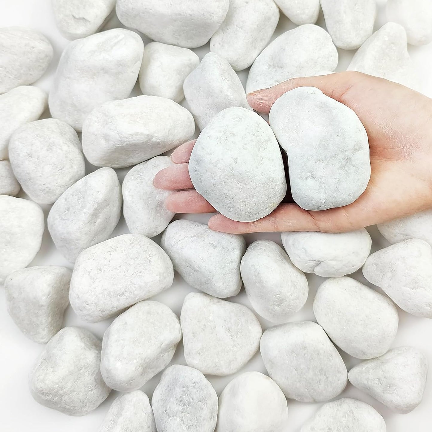 5 lbs White Matte Rocks for Plants, 2-3 Inch Large Pebbles for Indoor Plants, Decorative River Stones for Succulent, Landscaping, Vases, Crafting and Garden