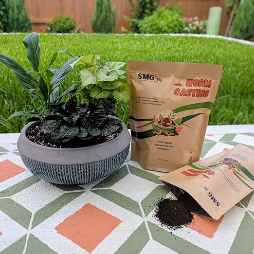 SMG Organic Worm Castings – 100% Pure Earthworm Compost & Natural Fertilizer, Nutrient-Rich Soil Amendment for Plants, Vegetables, Flowers & Trees, 3 lbs