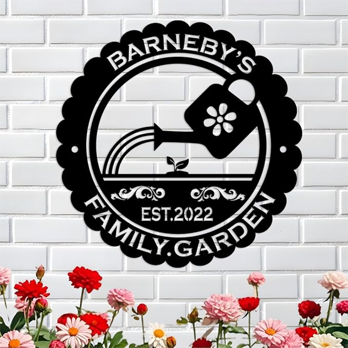 Custom Garden Metal Wall Art Personalized Garden Name Sign Yard Sign Decorative Outdoor Gardening Decor Gifts for Gardeners