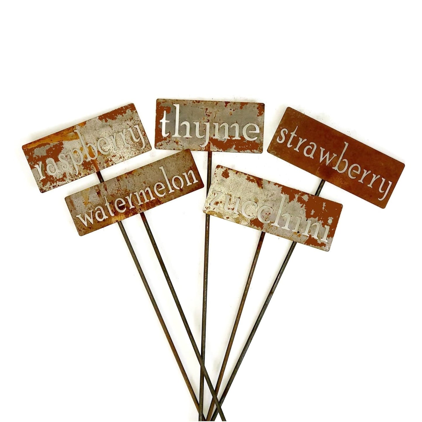 Classic Metal Garden Markers 19 Inches Tall (Bulk Discount 15 Markers, Naturally Rusted)