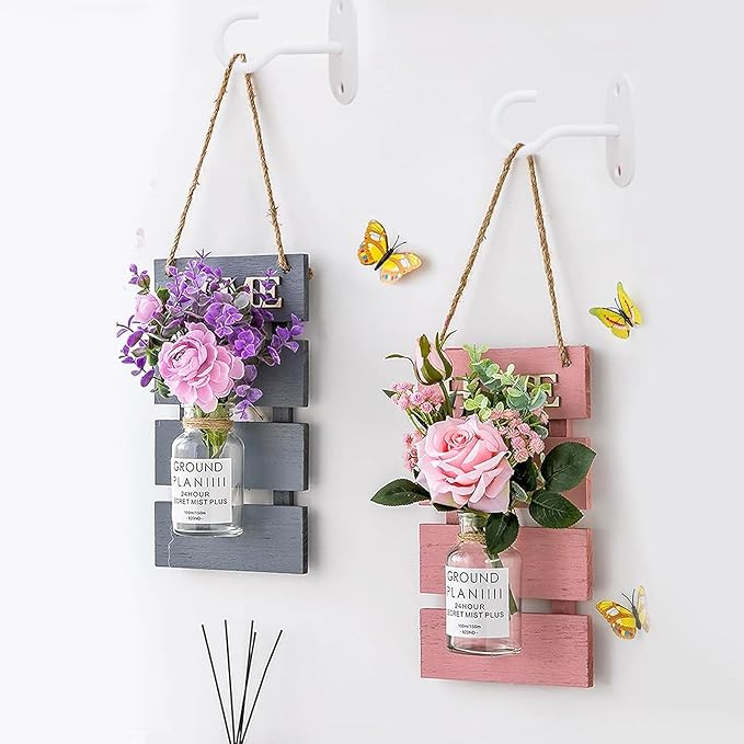 Ceiling Hooks for Hanging Plants-Metal Heavy Duty Wall Mounted Hangers for Hanging Bird Feeders, Planters, Wind Chimes, Include Professional Drywall Anchors (Pure White) 3 Pack