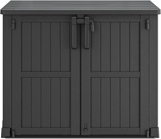 Horizontal Storage Shed, Outdoor Resin Storage Shed 36 Cu. Ft. Garden Extra Large Capacity Weather Resistant Storage Box, Lockabl Waterproof Shed for Garden Tools, Solid Black