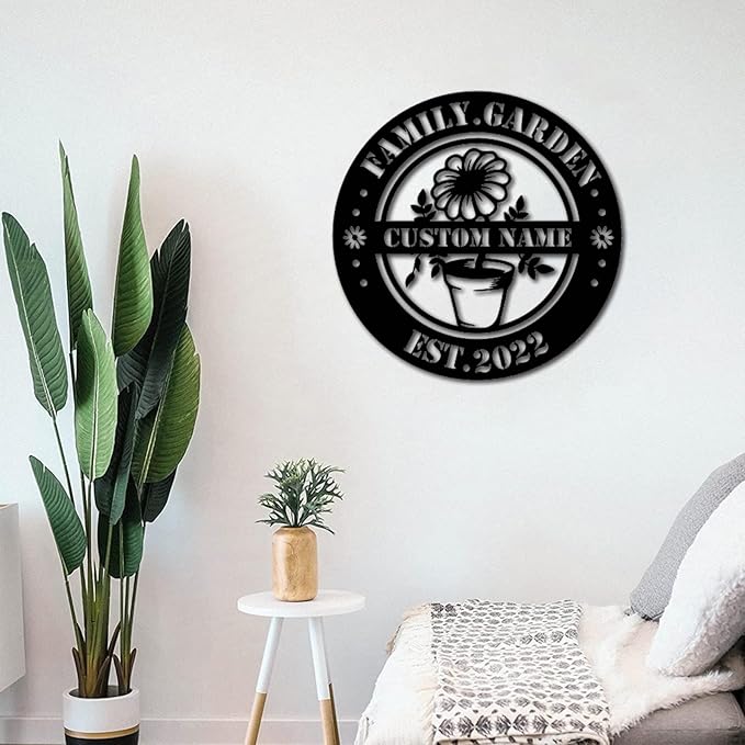 Custom Garden Metal Wall Art Personalized Garden Name Sign Yard Sign Decorative Outdoor Gardening Decor Gifts for Gardeners