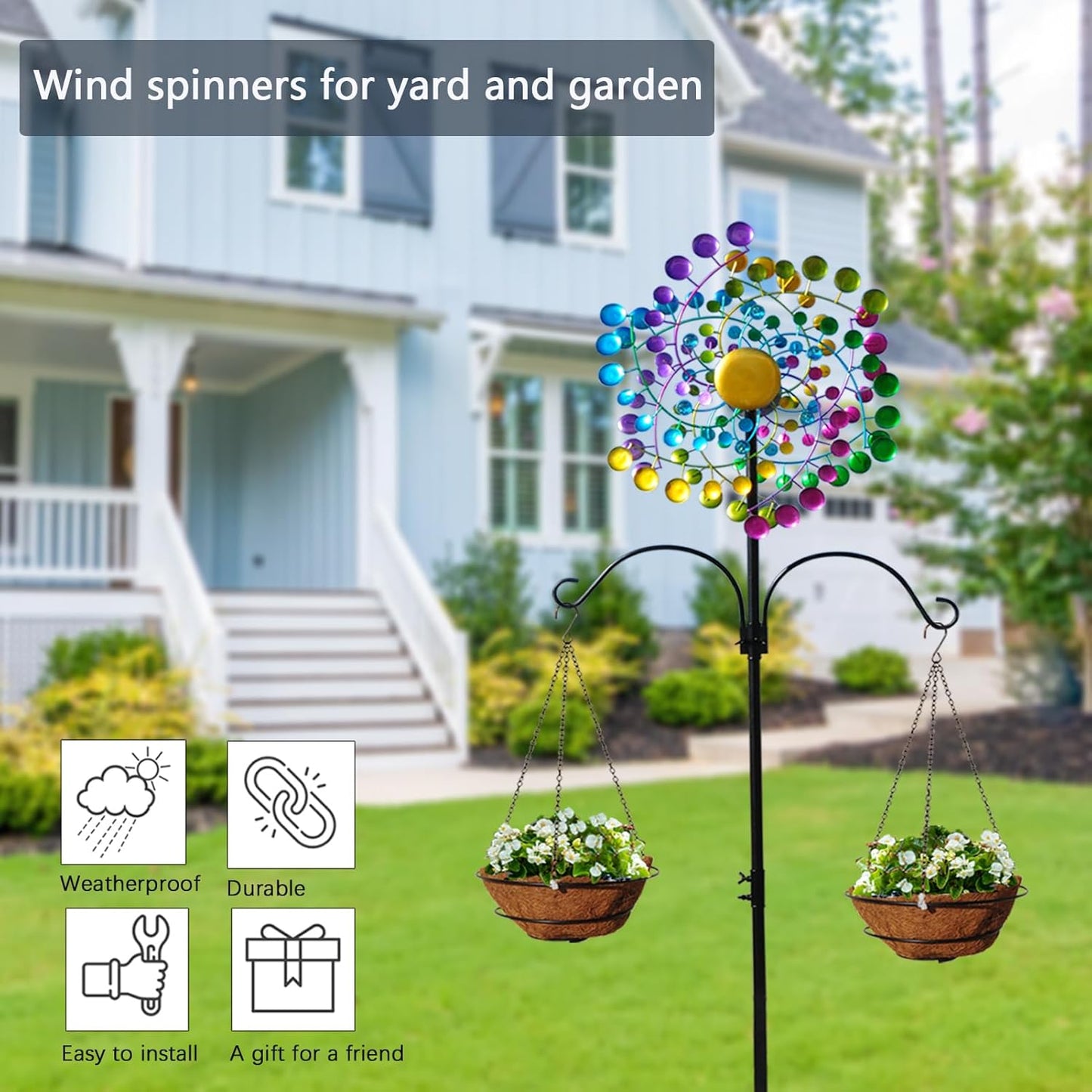 Wind Spinners Large Metal Outdoor Windmill Garden Spinner Yard Spinners Kinetic Lawn Art Patio Wind Spinners Garden Decor