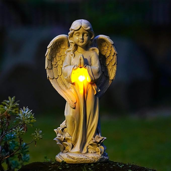 Angel Solar Garden Statues: Cemetery Decorations for Grave Praying Angel Figurines for Outdoor Lawn Yard Patio Decor Memorial Gifts for Women