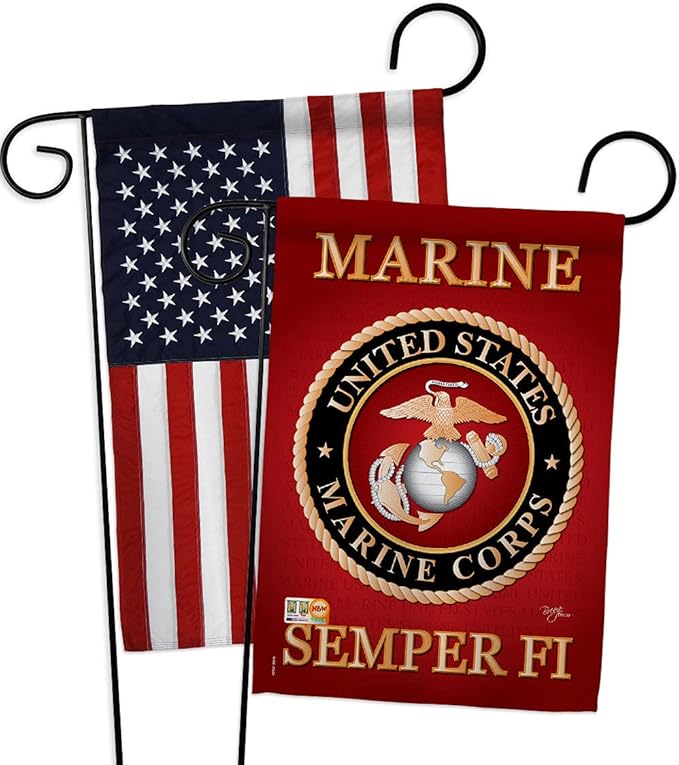 US Marine Corps Flag Armed Forces USMC Semper Fi American Flags For Outside House Military Memorabilia Retire Official Tapestry Veteran Banner Wall Decor Poster Small Grave Decorations For Cemetery Garden Remembrance Memorial Gifts Made In USA
