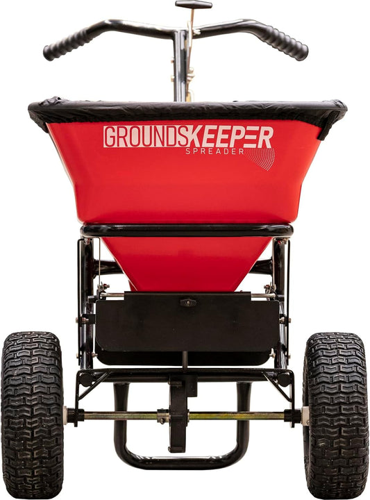 Buyers Products 3039632R Grounds Keeper Commercial All Season Walk Behind Push Spreader, 100lb Capacity, For Seed, Fertilizer, Salt & Snow Melt, Included Grate & Cover With Enclosed Gearbox