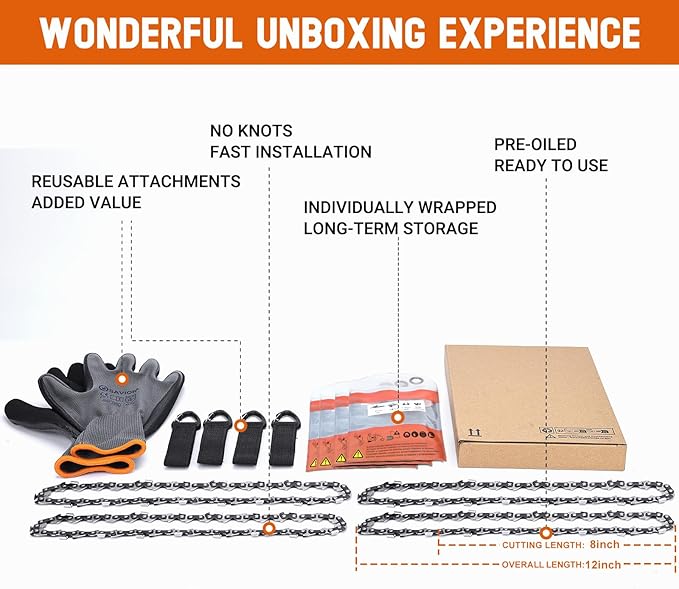 Savior 8 Inch Pole Saw Chain 3/8" LP Pitch .043" Gauge 34 Drive Links Fits DeWalt DCPS620B DCPS620M1 DCCS623B DCCS623L1, Craftsman CMCCSP20, 79240 - DWO1DT608, R34(4 Chains)