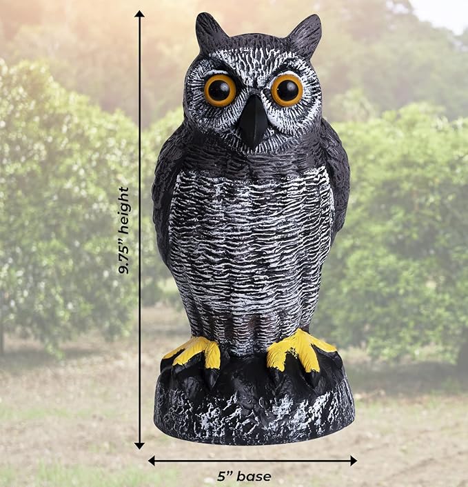 Galashield Owl Decoy | Plastic Owls to Scare Birds Away | Owl Statue for Garden & Outdoors - Pack of 3