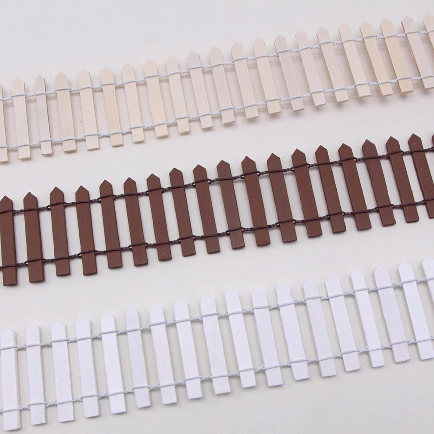 35 Inches White Mini Fairy Garden Fence Small Wood Decorative Picket Fence DIY Micro Landscape Miniature Ornaments for Dollhouse, Crafts, Diorama Project, Plant Pot