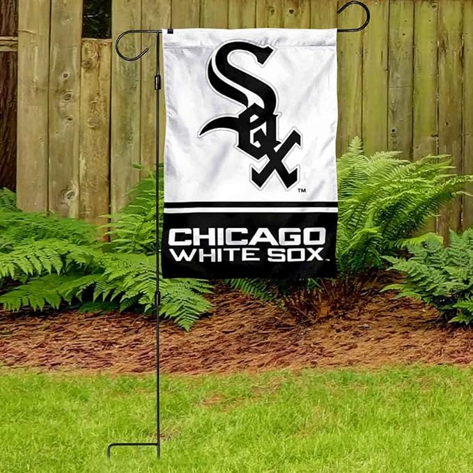 WinCraft White Sox Garden Flag with Stand Holder Flagpole