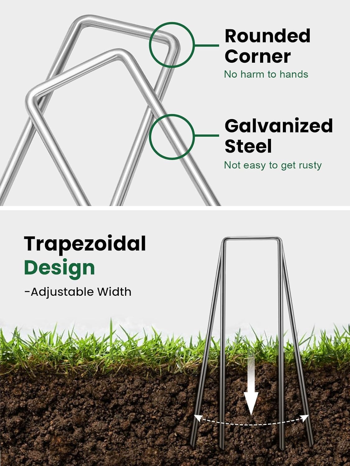 GROWNEER Landscape Staples Anti-Rust, 6 inch 20pcs Galvanized Garden Staples, Tent Stakes SOD Pins Yard Stakes for Securing Weed Fabric Barrier, Ground Cover, Artificial Turf, Dog Fence