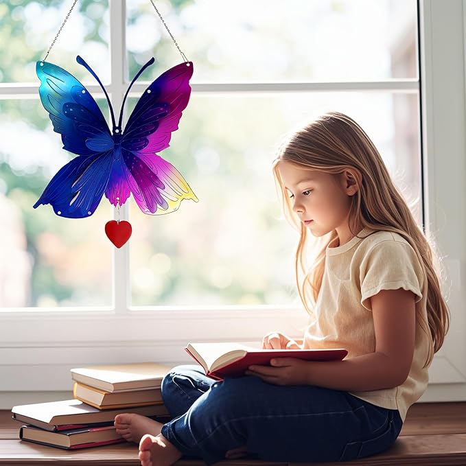 Butterfly Gifts for Women Mom Grandma,Stainless Steel Butterfly Outdoor Statues for Yard Art Ornaments Window Porch Patio Home House Wall Decorations - Birthday Gift for Mother's Day Christmas