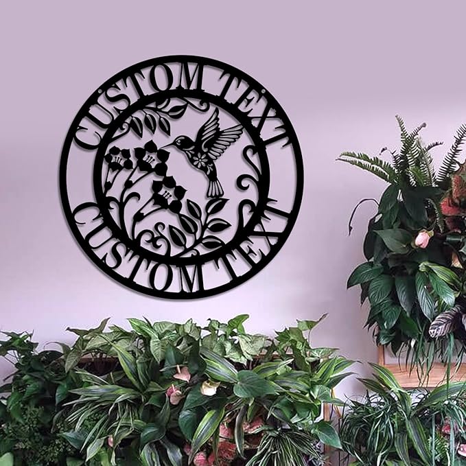 Personalized Garden Signs Hummingbird - Custom Metal Garden Sign, Outdoor Garden Signs Personalized with Name, Florals Garden Sign, Mother Day Grandma Sister Gifts