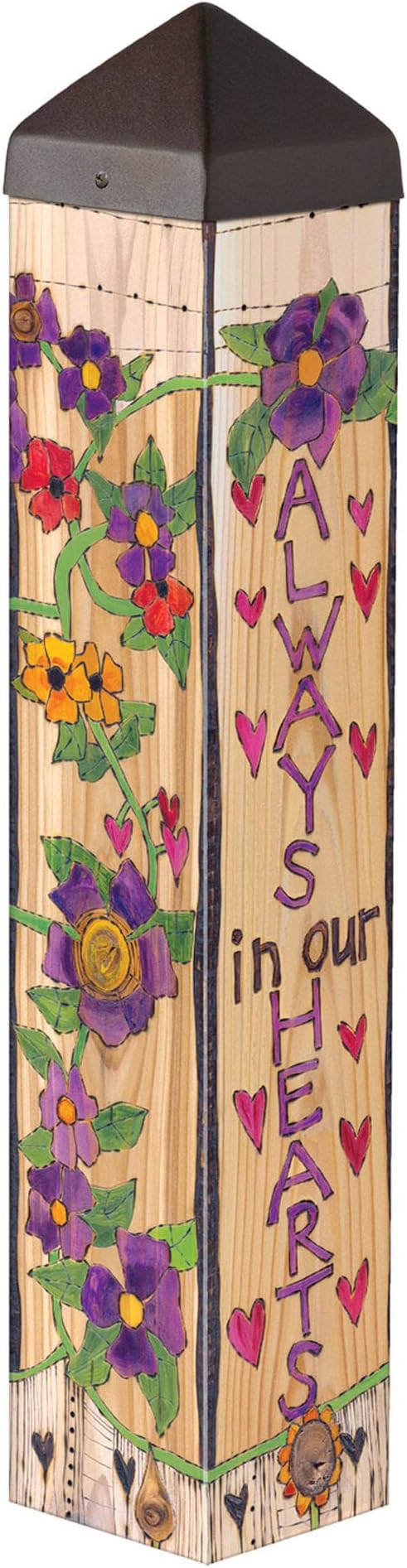 Studio M Art Pole, PVC Weather Resistant Pole with Vinyl Bowl 20 inches Tall Outdoor Decoration for Gardens, Patios, Yards, Landscaping and Birding Accessories, Always in Our Hearts