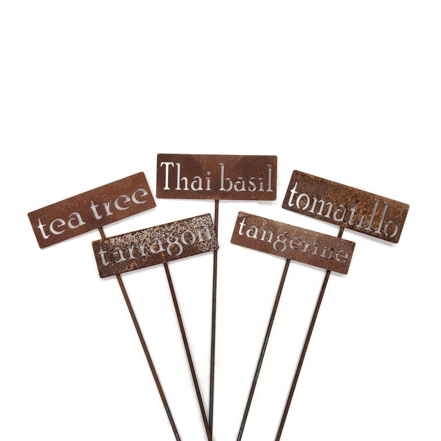 Classic Metal Garden Markers 19 Inches Tall (tea tree, Naturally Rusted)