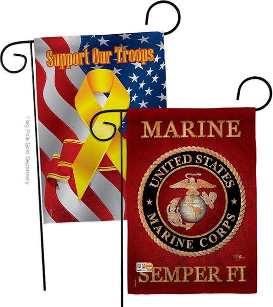 Marine Corps Burlap Garden Flag - Pack Armed Forces USMC Semper Fi United State American Military Veteran Retire Official Support Our Troops - House Banner Small Yard Gift Double-Sided 13 X 18.5