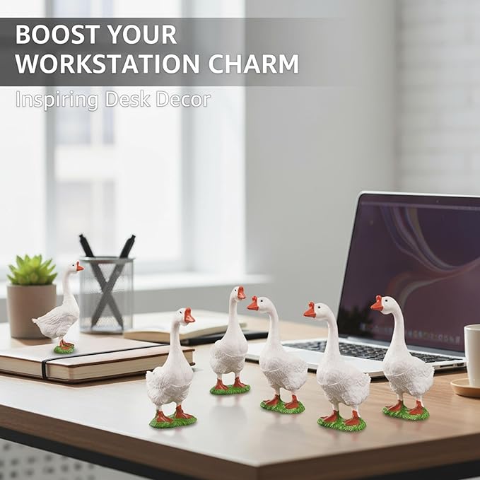 12 Pcs Desktop Goose Mini Plastic Desk Goose Statue, Small Geese Figurines for DIY Crafts, Farm Animal Theme Party, Home Garden and Car Decoration