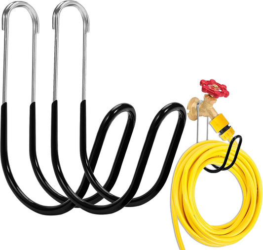 Garden Hose Holder Water Hose Hanger Wall Mounted,304Stainless Steel Solid Hose Hook Holds Up to 50Ft Garden Hose, Expandable Hose, Water Hose(Black Paint 2pcs)