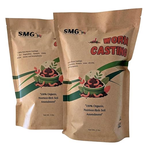 SMG Organic Worm Castings – 100% Pure Earthworm Compost & Natural Fertilizer, Nutrient-Rich Soil Amendment for Plants, Vegetables, Flowers & Trees, 3 lbs