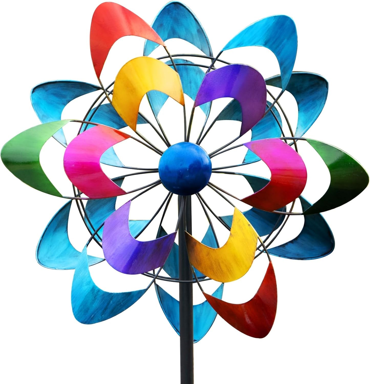 20" Dia Large Wind Spinners, Metal Kinetic Windmill Yard Art, Dual-Sided Colorful Wind Sculptures & Spinners for Outdoor Garden, Lawn Decor, Ideal Gift for Family Friend