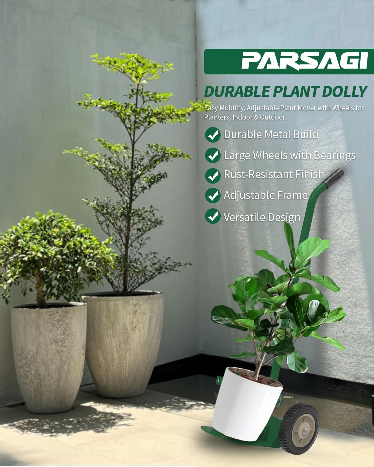 Heavy Duty Plant Caddy with Wheels – Durable Plant Dolly for Easy Mobility, Adjustable Plant Mover with Wheels for Oversized Planters, Indoor & Outdoor