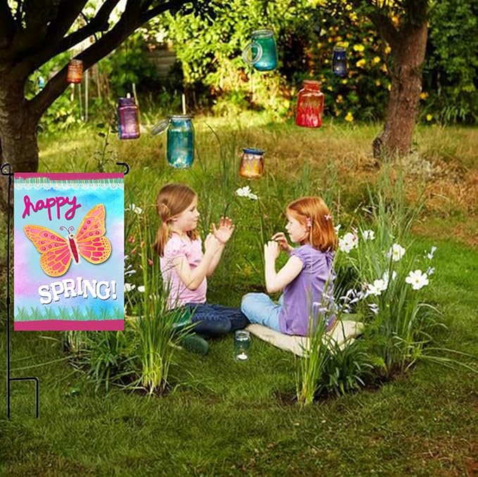 Garden Flag Holder Stand 10 Pack Garden Flag Pole for 13.5" Width 12 x 18 Inches Flags with Anti-Wind Clip for Outdoor Garden Yard Lawn