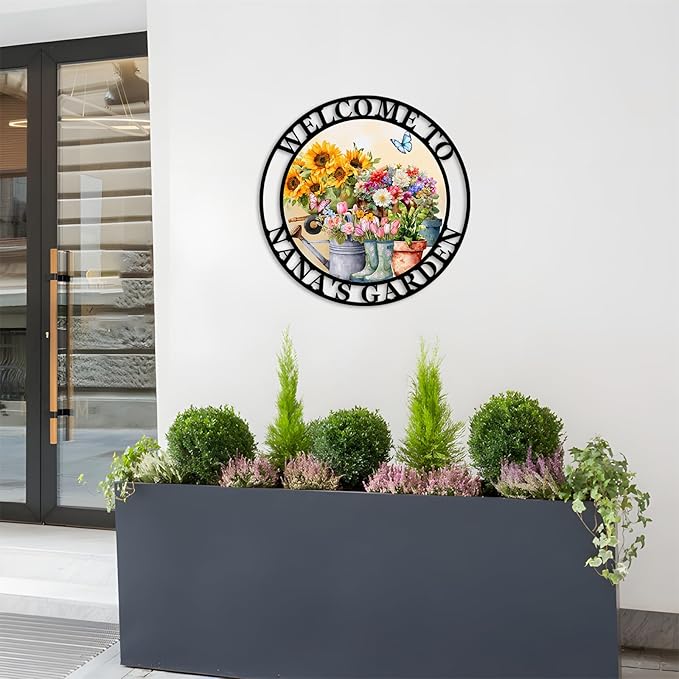 Custom Colorful Flowers Metal Garden Sign,Garden Tools Decor for Outside,Personazlied Last Name Signs,Outdoor Decor for Patio Lawn Backyard,Gardening Gifts style 20