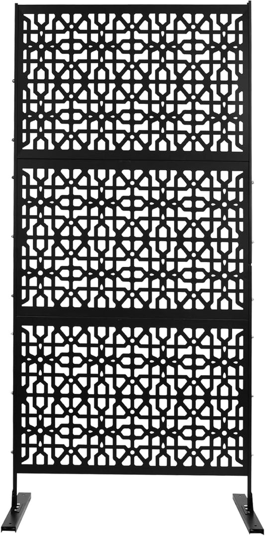 6.5FT Outdoor Metal Privacy Screen, Outdoor Privacy Panels, Freestanding Privacys Fence with Sturdy Stands, Durable Steel for Patio for Courtyard, Balcony, Garden and Other Indoor Places