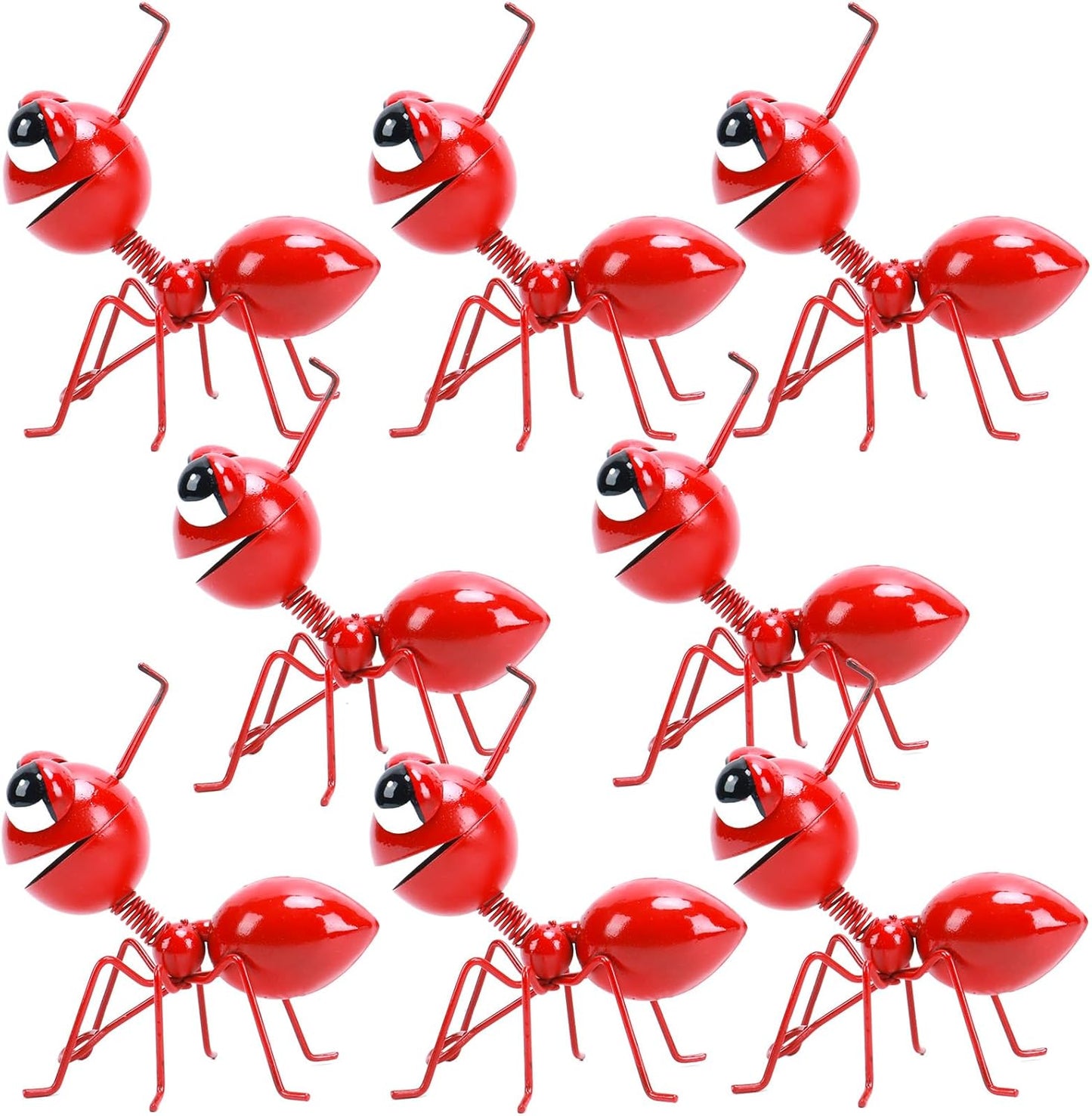 Metal Yard Art Garden Decor for Outside Cute Ants Yard Decorations Outdoor Lawn Ornaments Backyard Gifts for Mom - Set of 8（All Red）