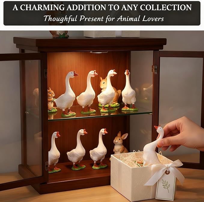 12 Pcs Desktop Goose Mini Plastic Desk Goose Statue, Small Geese Figurines for DIY Crafts, Farm Animal Theme Party, Home Garden and Car Decoration